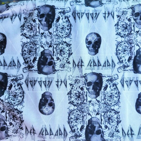 Def Leppard Skull And Logo Themed Fabric By The Yard 44in X 36in - Picture 1 of 1